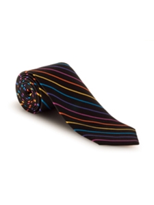 Black With Multi Colored Stripe Best of Class Tie | Spring/Summer Collection | Sam's Tailoring Fine Men Clothing
