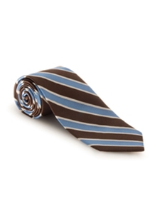 Brown, Blue and White Stripe Heritage Best of Class Tie | Spring/Summer Collection | Sam's Tailoring Fine Men Clothing