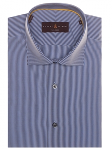 Blue with Oak Vertical Stripe Tailored Sport Shirt | Robert Talbott Fall 2017 Collection  | Sam's Tailoring Fine Men Clothing