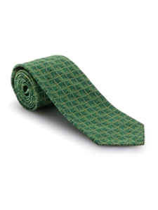 Green Geometric Pebble Beach 7 Fold Tie | Seven Fold Fall Ties Collection | Sam's Tailoring Fine Men Clothing