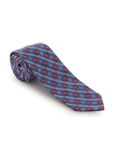 Blue with Purple Medallion Sudbury 7 Fold Tie | Seven Fold Fall Ties Collection | Sam's Tailoring Fine Men Clothing