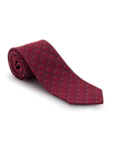Red Geometric Italian Jacquard Seven Fold Tie | Seven Fold Fall Ties Collection | Sam's Tailoring Fine Men Clothing