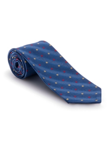 Blue, Red and Sand Geometric Seven Fold Tie | Seven Fold Fall Ties Collection | Sam's Tailoring Fine Men Clothing