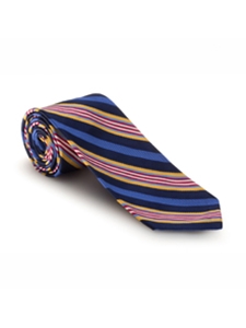 Blue, Red, White and Gold Stripe Seven Fold Tie | Seven Fold Fall Ties Collection | Sam's Tailoring Fine Men Clothing