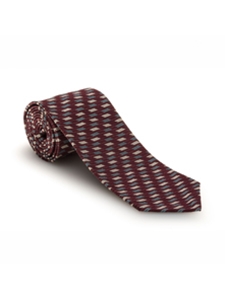 Burgundy, Sky and White Geometric  Seven Fold Tie | Seven Fold Fall Ties Collection | Sam's Tailoring Fine Men Clothing