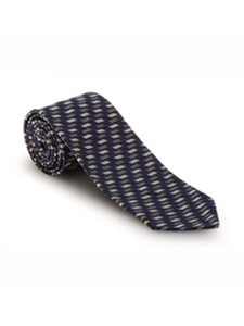 Navy, Grey and White Geometric Seven Fold Tie | Seven Fold Fall Ties Collection | Sam's Tailoring Fine Men Clothing