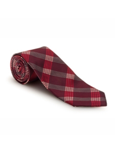 Red and White Plaid Merina Estate Tie | Robert Talbott Estate Ties Collection | Sam's Tailoring