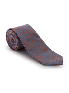 Orange and Blue Paisley Post Ranch Estate Tie | Robert Talbott Estate Ties Collection | Sam's Tailoring