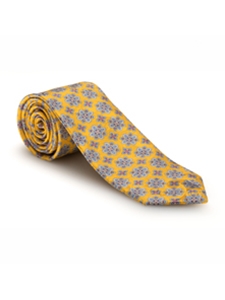Gold with Sky, White and Red Medallions Estate Tie | Robert Talbott Estate Ties Collection | Sam's Tailoring