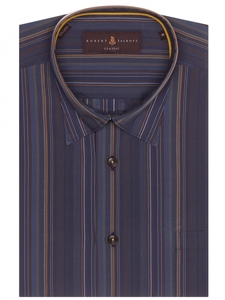 Navy, Brown and Blue Stripe Classic Sport Shirt | Robert Talbott Sport Shirts Collection  | Sam's Tailoring Fine Men Clothing
