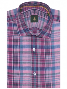 Pink, Sky & Navy Plaid Crespi III Tailored Sport Shirt | Robert Talbott Sport Shirts Collection  | Sam's Tailoring Fine Men Clothing