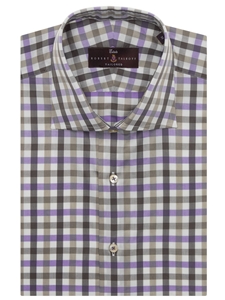 Purple, White and Grey Check Estate Tailored Dress Shirt | Robert Talbott Fall Dress Collection | Sam's Tailoring Fine Men Clothing