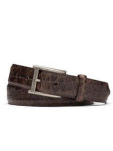 Chocolate Distressed Embossed Crocodile Belt | W.Kleinberg Belts Collection | Sam's Tailoring