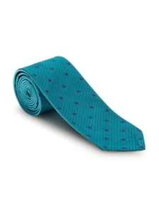 Aqua With Blue Dots British Mogador Seven Fold Tie | 7 Fold Ties Collection | Sam's Tailoring Fine Men Clothing