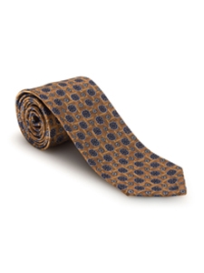 Gold with Medallions Yarnd Dyed Overprint 7 Fold Tie | 7 Fold Ties Collection | Sam's Tailoring Fine Men Clothing