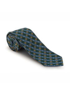 Green, Gold and Sky Geometric Seven Fold Tie | 7 Fold Ties Collection | Sam's Tailoring Fine Men Clothing