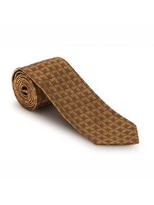 Gold and Blue Geometric Pebble Beach 7 Fold Tie | 7 Fold Ties Collection | Sam's Tailoring Fine Men Clothing
