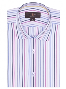 Blue, Pink and White Stripe Crespi IV Tailored Sport Shirt | Robert Talbott Sport Shirts Collection  | Sam's Tailoring Fine Men Clothing