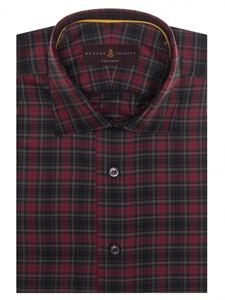 Red, Navy Green and Gold Twill Plaid Sport Shirt | Robert Talbott Sport Shirts Collection  | Sam's Tailoring Fine Men Clothing