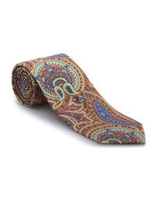 Multi-Color Paisley Carmel Print Best of Class Tie | Best of Class Ties Collection | Sam's Tailoring Fine Men Clothing