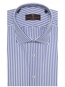 Blue Poplin Stripe Estate Sutter Tailored Dress Shirt | Robert Talbott Dress Shirts Collection | Sam's Tailoring Fine Men Clothing