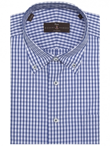Blue Poplin Check Estate Sutter Classic Dress Shirt | Robert Talbott Dress Shirts Collection | Sam's Tailoring Fine Men Clothing