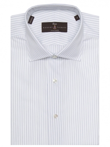 Navy and White Stripe Estate Sutter Tailored Dress Shirt | Robert Talbott Dress Shirts Collection | Sam's Tailoring Fine Men Clothing