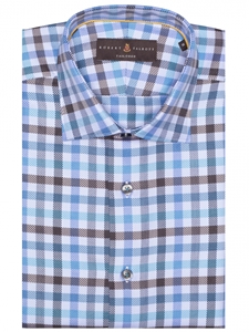 Turquoise, Brown & White Crespi IV Sport Shirt | Sport Shirts Collection | Sams Tailoring Fine Men Clothing