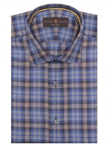 Blue and Brown Crespi IV Tailored Sport Shirt | Sport Shirts Collection | Sams Tailoring Fine Men Clothing