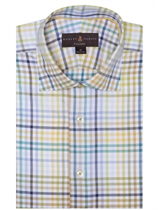 Green, Blue and White Twill Plaid Tailored Sport Shirt | Sport Shirts Collection | Sams Tailoring Fine Men Clothing