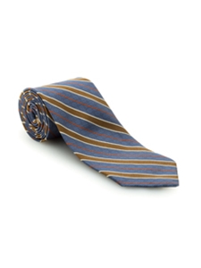 Blue Grey with Orange & Yellow Stripe RT Studio Tie | Robert Talbott Ties | Sam's Tailoring Fine Men Clothing
