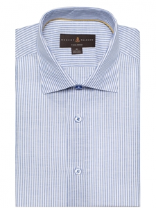 Sky & White Stripe Crespi IV Tailored Sport Shirt | Sport Shirts Collection | Sams Tailoring Fine Men Clothing