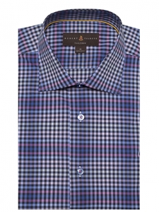 Navy, Pink & Black Check Crespi IV Tailored Sport Shirt | Sport Shirts Collection | Sams Tailoring Fine Men Clothing