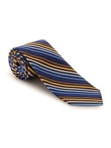 Brown, Blue & Yellow Stripe Academy Best of Class Tie | Best of Class Ties Collection | Sam's Tailoring Fine Men Clothing
