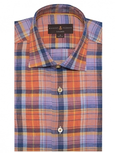 Orange and Blue Plaid Crespi IV Tailored Sport Shirt | Robert Talbott Fall Sport Shirts Collection  | Sam's Tailoring Fine Men Clothing