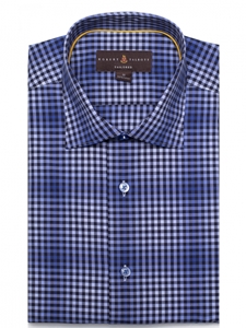Blue and Navy Windowpane Check Crespi IV Tailored Sport Shirt | Robert Talbott Fall Sport Shirts Collection  | Sam's Tailoring Fine Men Clothing
