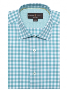 Turquoise and White Gingham Check Crespi I | Robert Talbott Fall Sport Shirts Collection  | Sam's Tailoring Fine Men ClothingV Tailored Sport Shirt