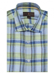 Blue and Green Plaid Crespi IV Tailored Sport Shirt | Robert Talbott Fall Sport Shirts Collection  | Sam's Tailoring Fine Men Clothing