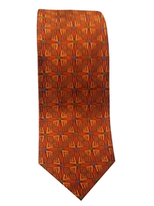 Robert Talbott Copper with Geometric Pattern 7 Fold Sudbury Tie 321123-16|Sam's Tailoring Fine Men's Clothing
