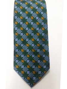 Robert Talbott Green,yellow And Sky Blue Geometric Pattern 7 Fold Sudbury Tie 321123-51|Sam's Tailoring Fine Men's Clothing