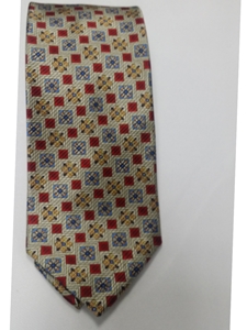 Robert Talbott Yellow,Red and Blue Geometric Pattern 7 Fold Sudbury Tie 321123-54|Sam's Tailoring Fine Men's Clothing