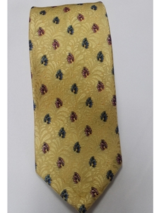 Robert Talbott Golden With Blue And Pink Small Flowers 7 Fold Sudbury Tie 321123-57|Sam's Tailoring Fine Men's Clothing