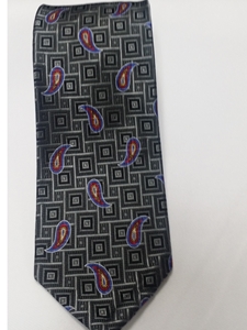 Robert Talbott Black with Geometric Pattern With Purple Paisley Overprint 7 Fold Sudbury Tie 321123-66|Sam's Tailoring Fine Men's Clothing