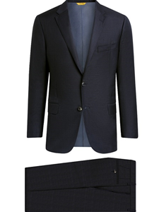 Navy Minicheck Super 130s Fabric Traveler Men Suit | Hickey Freeman Suit's Collection | Sam's Tailoring Fine Men Clothing