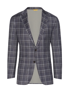 Slate Blue Plaid Rain System Side Vent Jacket | Hickey Freeman Jackets Collection | Sam's Tailoring Fine Men Clothing