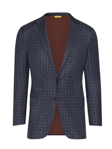 Navy Check Rain System Side Vent Men Jacket | Hickey Freeman Jackets Collection | Sam's Tailoring Fine Men Clothing