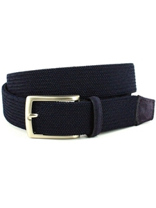 Navy Italian Tubular Woven Rayon Elastic Belt | Torino leather Fine Belts | Sam's Tailoring Fine Men Clothing