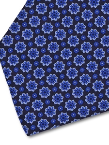 Navy, Blue & Sky Floral Sartorial Silk Tie | Italo Ferretti Fine Ties Collection | Sam's Tailoring