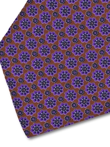 Brown and Violet Floral Sartorial Silk Tie | Italo Ferretti Fine Ties Collection | Sam's Tailoring