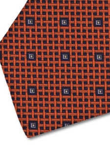 Navy and Orange Sartorial Silk Tie | Italo Ferretti Fine Ties Collection | Sam's Tailoring